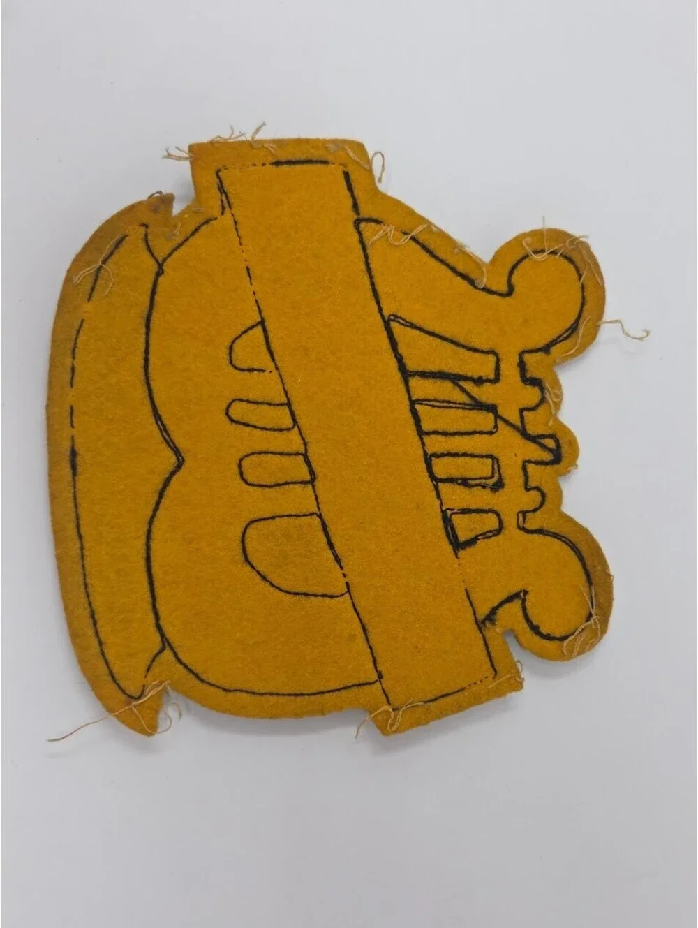 Halleck Felt Patch Black Gold Embroidered Lyre Design Roughly 6 Inches